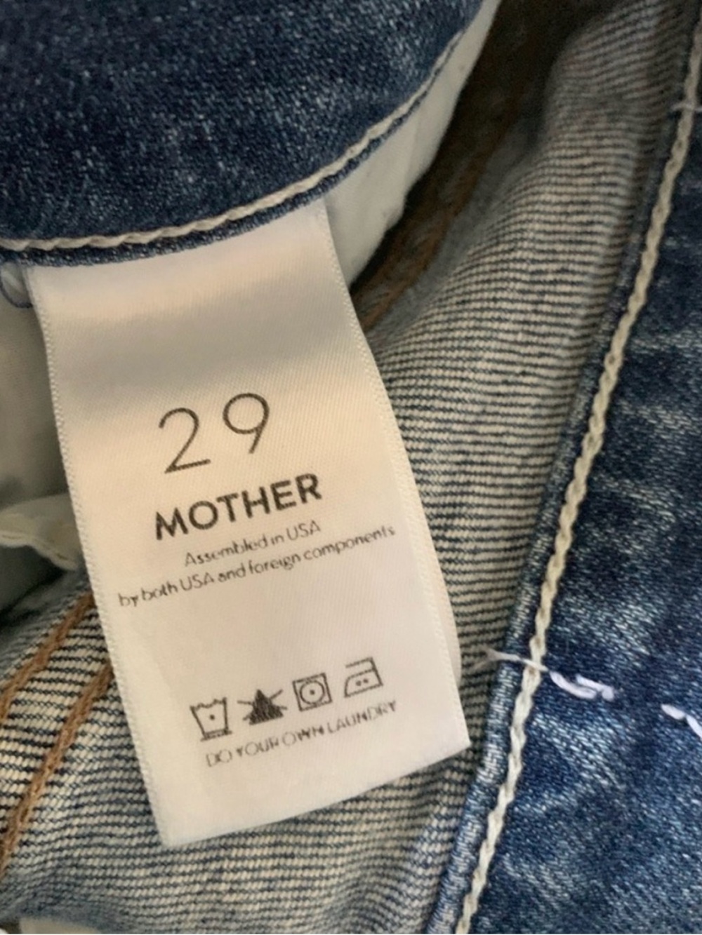MOTHER Straight Leg Jeans in Medium Wash Blue - Picture 4 of 5